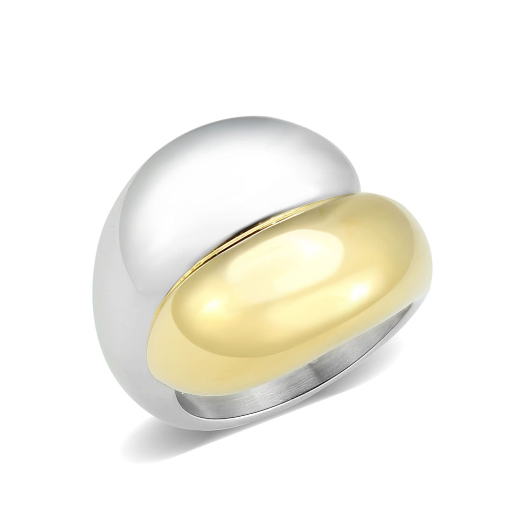 TK3887 - Two Tone IP Gold (Ion Plating) Stainless Steel Ring with NoStone in No Stone Alamode