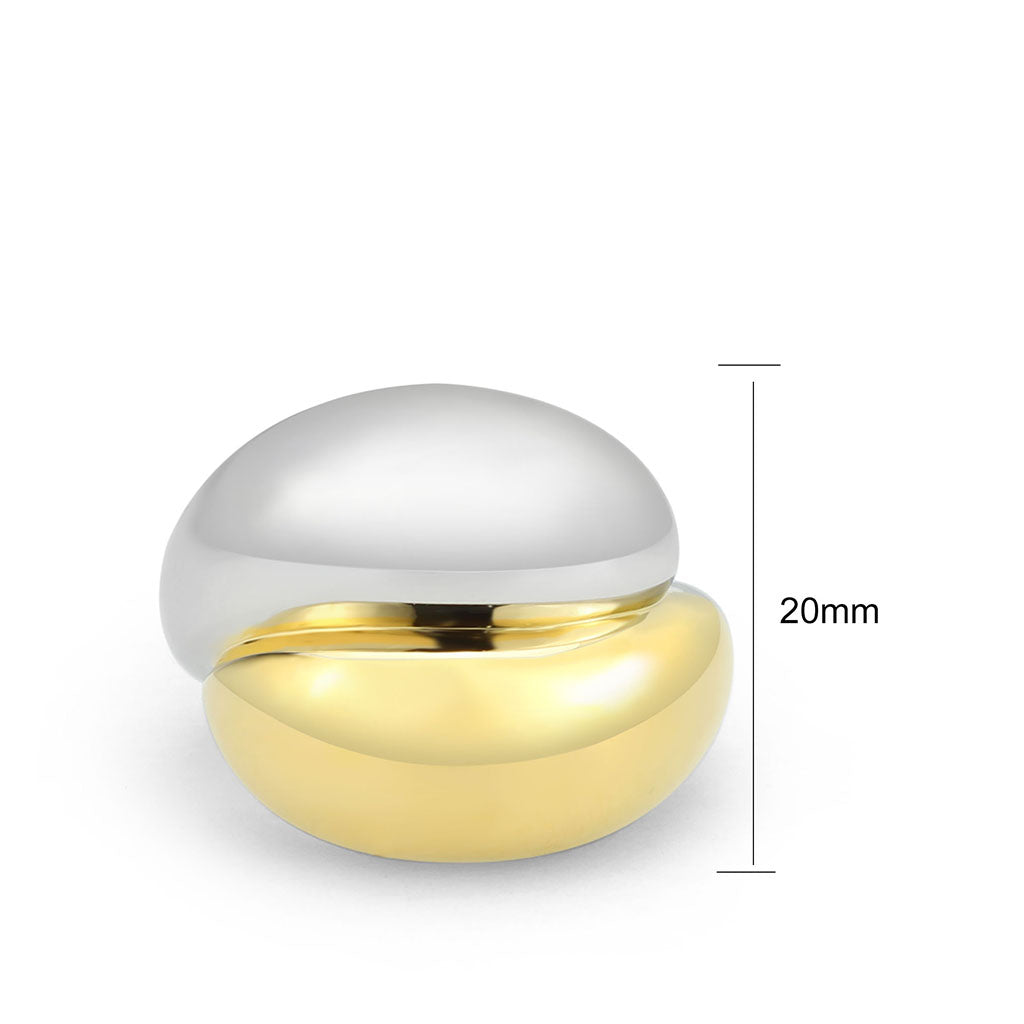 TK3887 - Two Tone IP Gold (Ion Plating) Stainless Steel Ring with NoStone in No Stone Alamode
