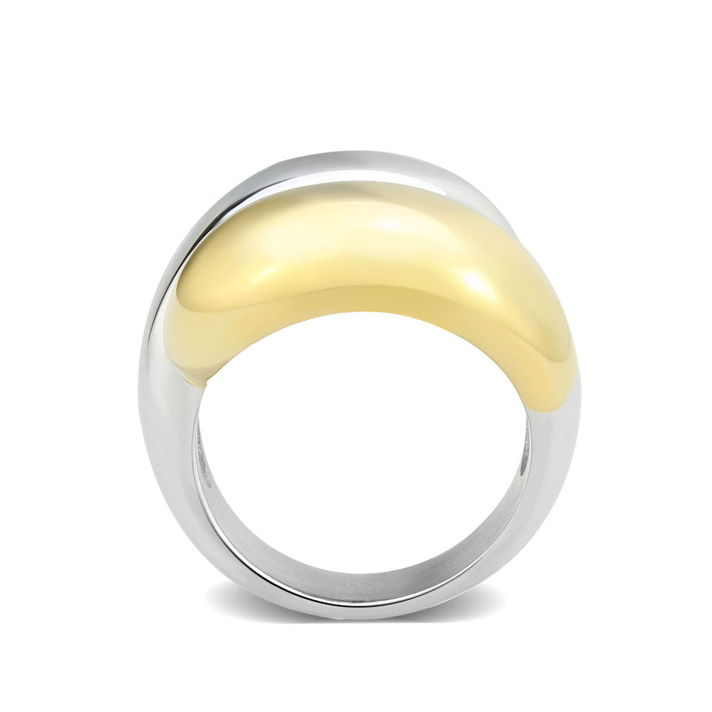 TK3887 - Two Tone IP Gold (Ion Plating) Stainless Steel Ring with NoStone in No Stone Alamode