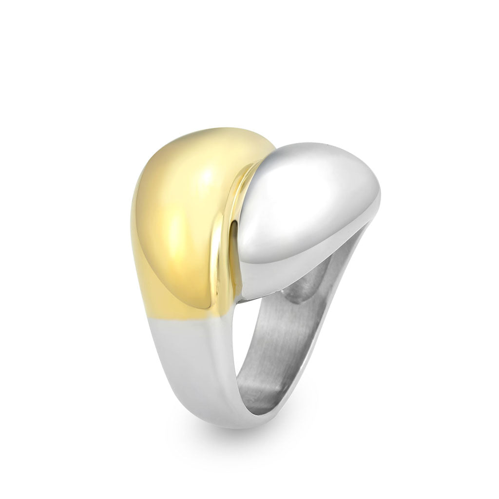TK3887 - Two Tone IP Gold (Ion Plating) Stainless Steel Ring with NoStone in No Stone Alamode