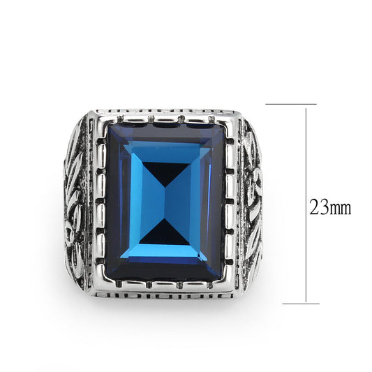 TK3913 - High polished (no plating) Stainless Steel Ring with Top Grade Crystal in Sapphire Alamode