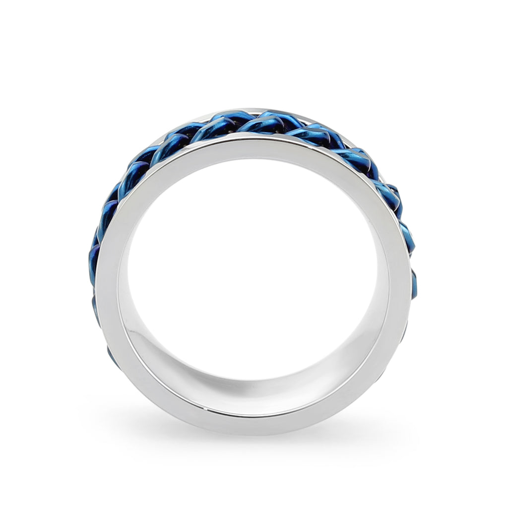TK3916 - Two Tone IP Blue Stainless Steel Ring with NoStone in No Stone Alamode