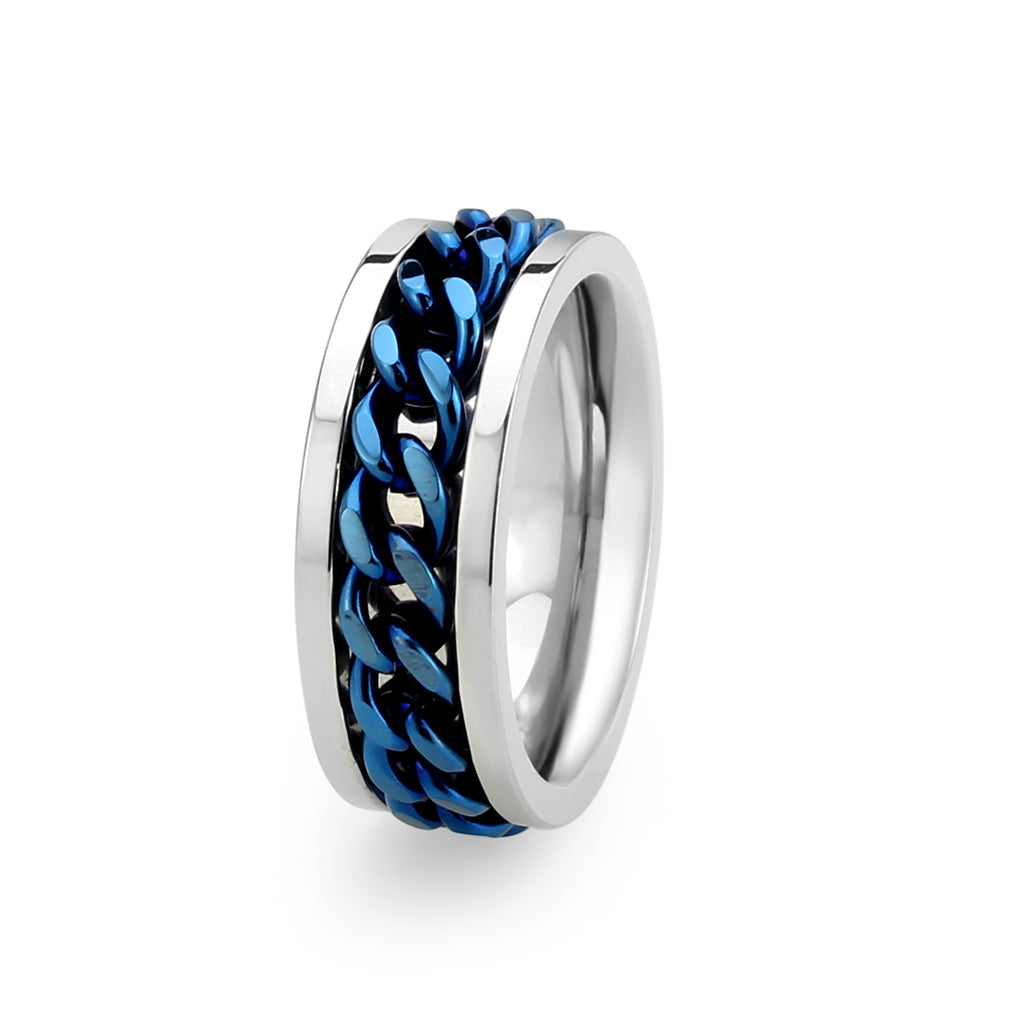 TK3916 - Two Tone IP Blue Stainless Steel Ring with NoStone in No Stone Alamode