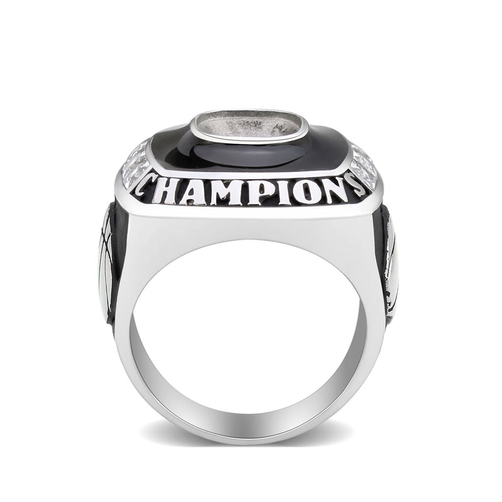 TK3944 - High polished (no plating) Stainless Steel Ring with AAA Grade CZ in Clear Alamode