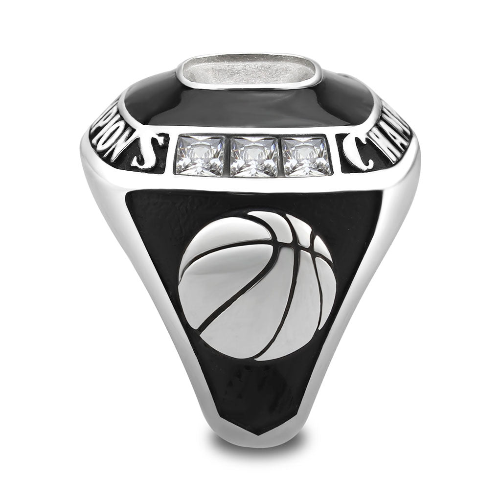 TK3944 - High polished (no plating) Stainless Steel Ring with AAA Grade CZ in Clear Alamode