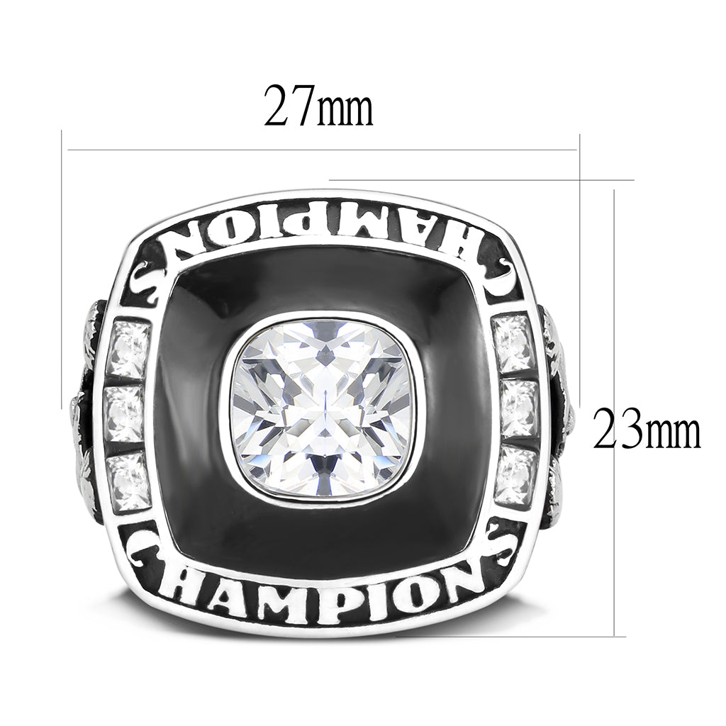 TK3946 - High polished (no plating) Stainless Steel Ring with AAA Grade CZ in Clear Alamode