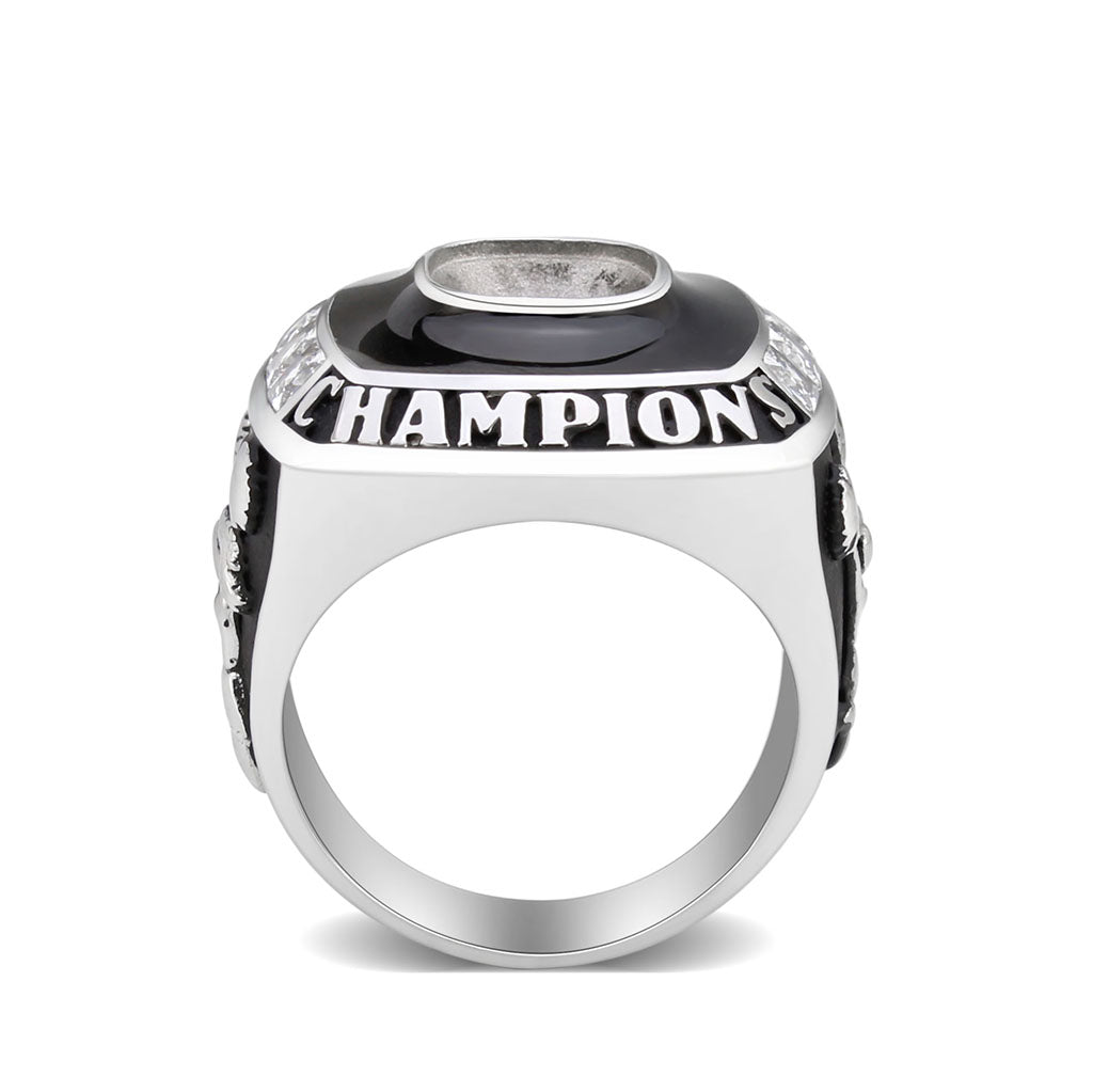 TK3946 - High polished (no plating) Stainless Steel Ring with AAA Grade CZ in Clear Alamode