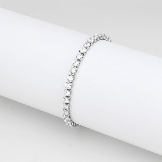 TK3947 - High polished (no plating) Stainless Steel Bracelet with AAA Grade CZ in Clear Alamode