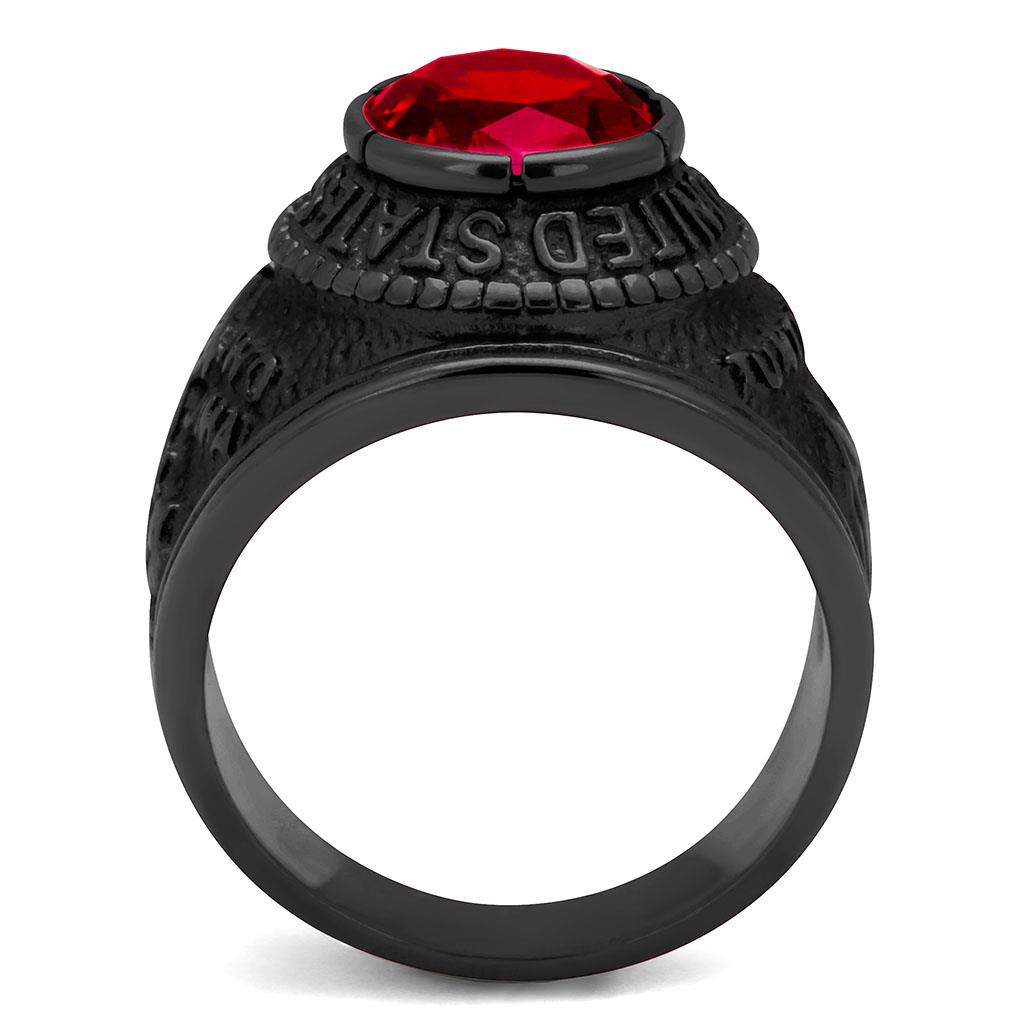 TK414703J - IP Black(Ion Plating) Stainless Steel Ring with Synthetic Synthetic Glass in Siam-3