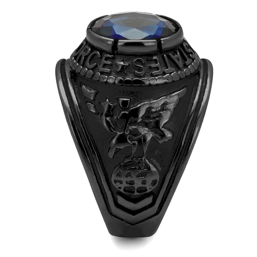 TK414708J - IP Black(Ion Plating) Stainless Steel Ring with Synthetic Synthetic Glass in Sapphire-4