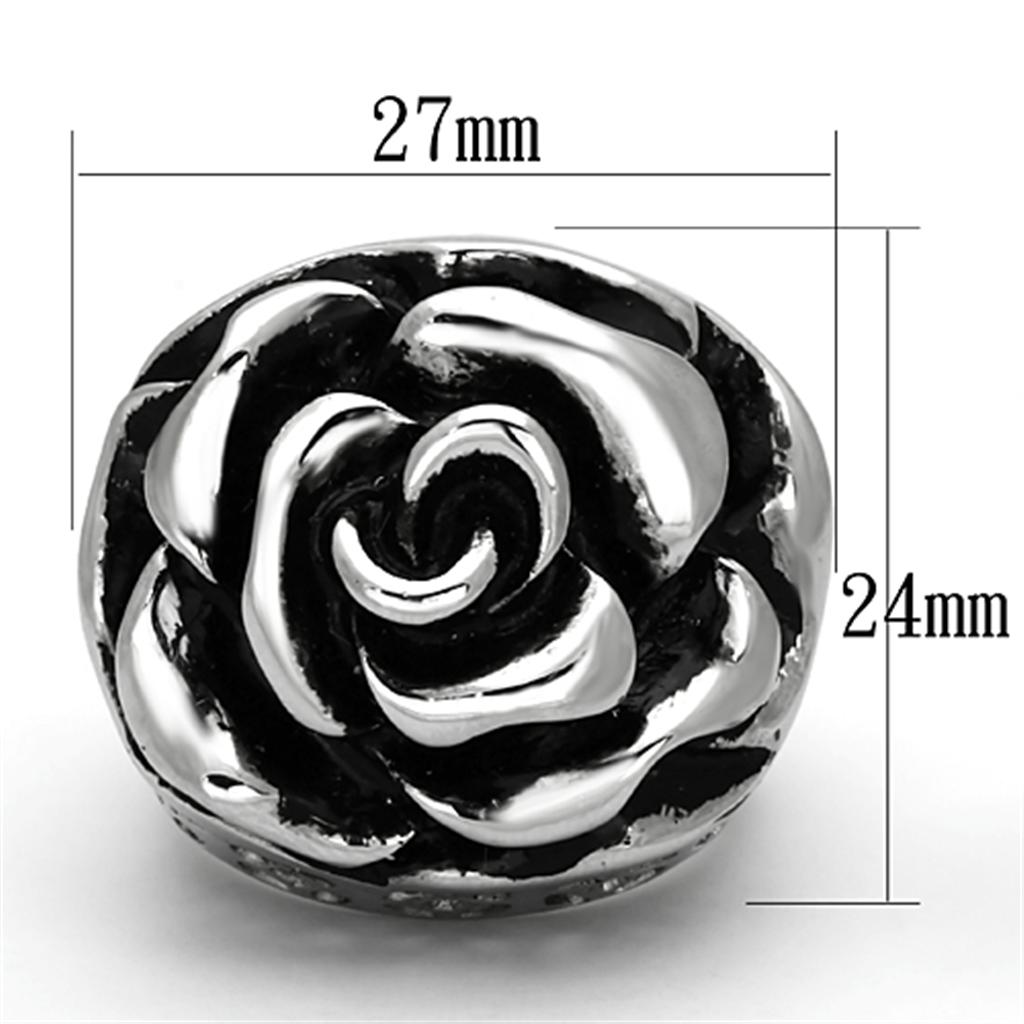 TK922 - High polished (no plating) Stainless Steel Ring with Epoxy  in Jet Alamode