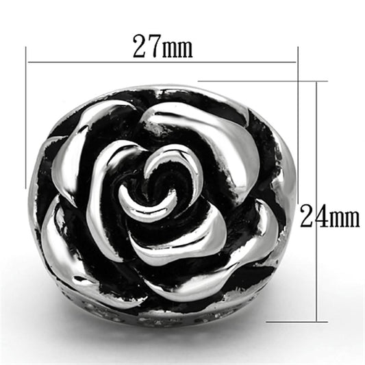 TK922 - High polished (no plating) Stainless Steel Ring with Epoxy  in Jet Alamode