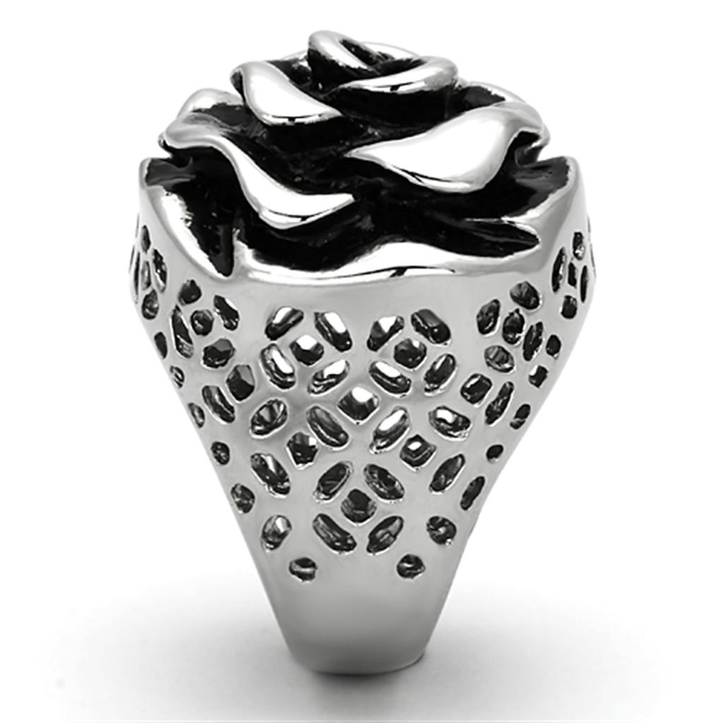 TK922 - High polished (no plating) Stainless Steel Ring with Epoxy  in Jet Alamode