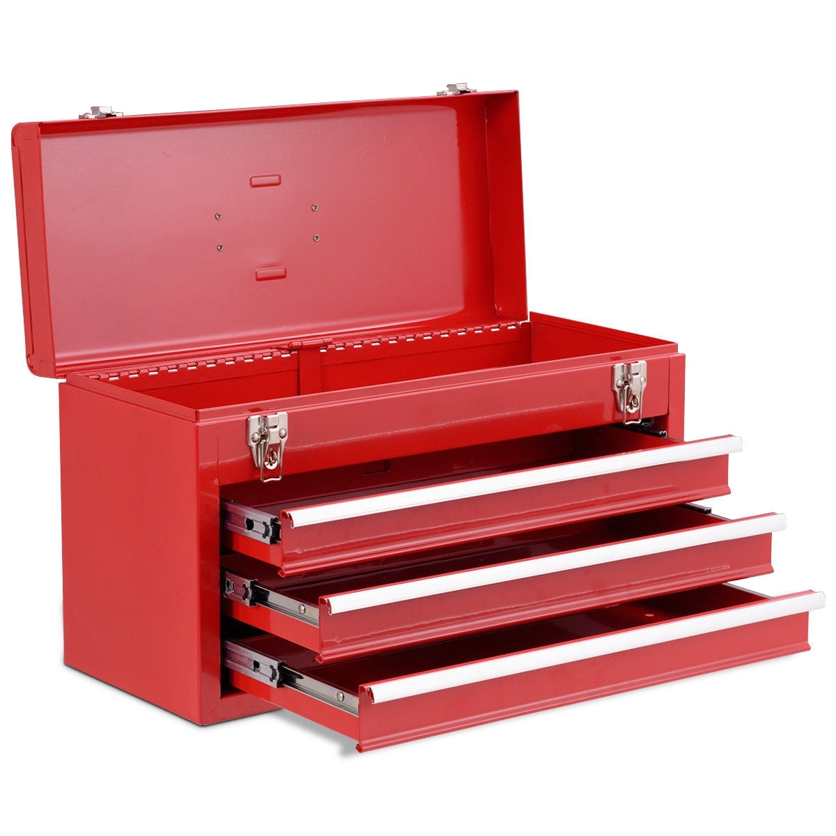 Portable Garage Mechanic Tool Cabinet Box with 3 Drawers-Red - Color: Red W2B