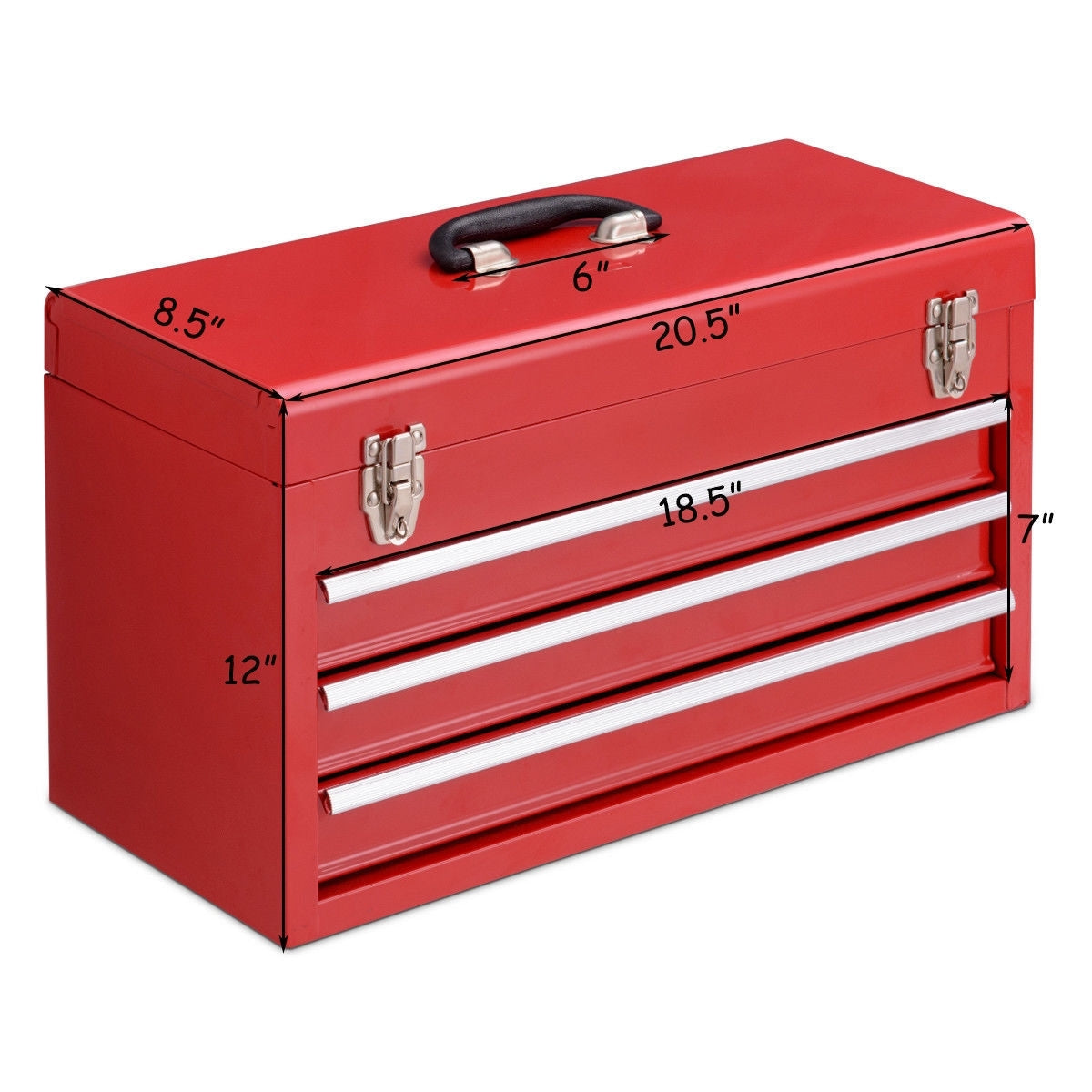 Portable Garage Mechanic Tool Cabinet Box with 3 Drawers-Red - Color: Red W2B