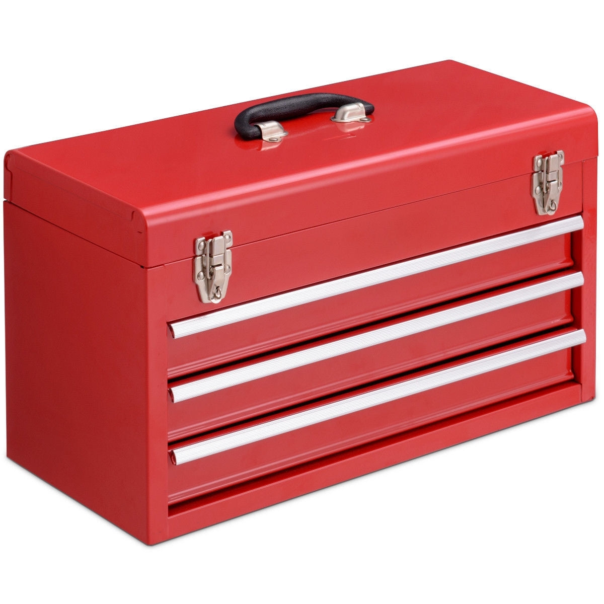 Portable Garage Mechanic Tool Cabinet Box with 3 Drawers-Red - Color: Red W2B