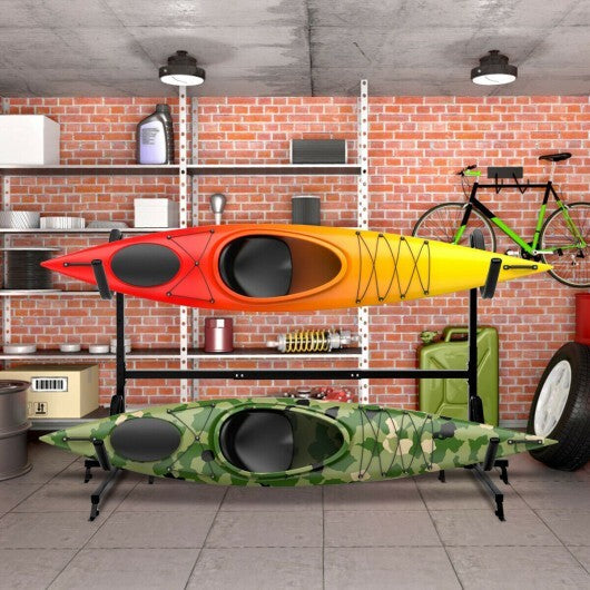 Freestanding Height Adjustable Dual Kayak Storage Rack W2B
