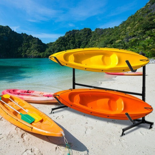 Freestanding Height Adjustable Dual Kayak Storage Rack W2B