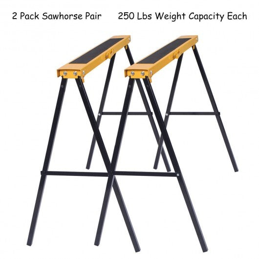 2 Pack Heavy Duty Sawhorse with Steel Folding Legs W2B