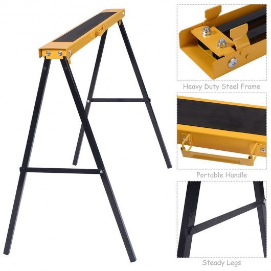 2 Pack Heavy Duty Sawhorse with Steel Folding Legs W2B