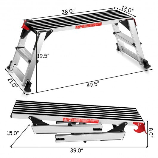 330 lbs Aluminum Folding Non-slip Drywall Step Stool Ladder W2B
