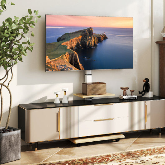 Rolling TV Stand on Wheels Mobile TV Cart for 32-75 Inch TVs Portable AV Cart-Natural