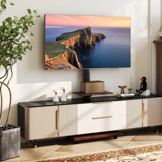 Rolling TV Stand on Wheels Mobile TV Cart for 32-75 Inch TVs Portable AV Cart-Natural