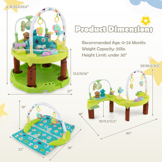 3-in-1 Baby Activity Center with 3-position for 0-24 Months-Green - Color: Green W2B