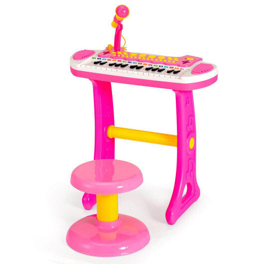31-Key Kids Piano Keyboard Toy with Microphone and Multiple Sounds for Age 3+-Pink - Color: Pink W2B