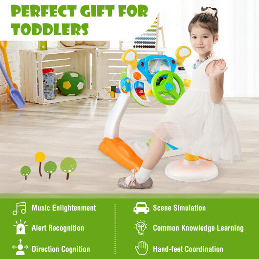 Kids Steering Wheel Pretend Play Toy Set with Lights and Sounds W2B