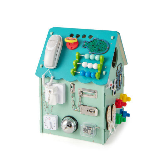 Montessori Play House with Sensory Games and Interior Storage Space-Blue W2B