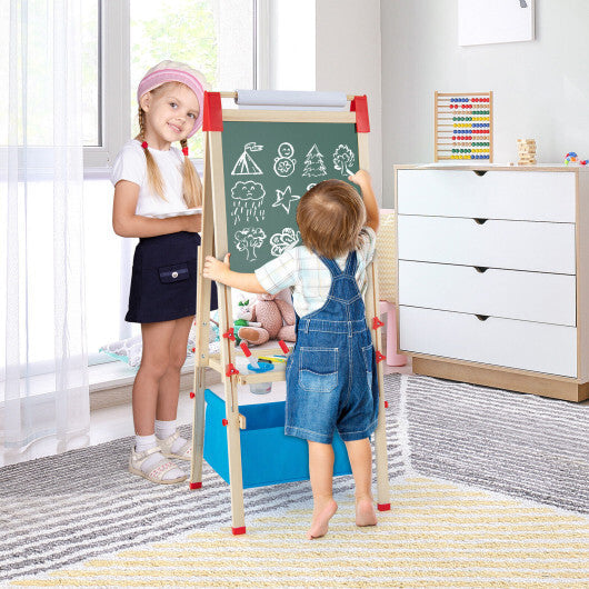 3-in-1 Double-Sided Adjustable Kid Easel for 3-8 Years Old Toddlers-Blue W2B