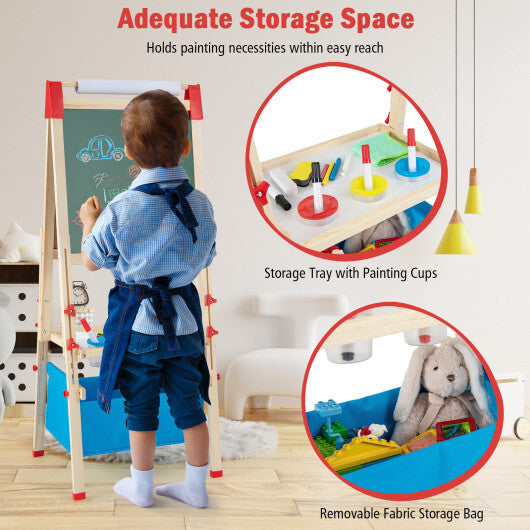 3-in-1 Double-Sided Adjustable Kid Easel for 3-8 Years Old Toddlers-Blue W2B