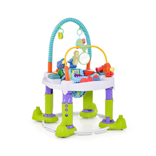 4-in-1 Baby Bouncer Activity Center with 3 Adjustable Heights-Green - Color: Green W2B