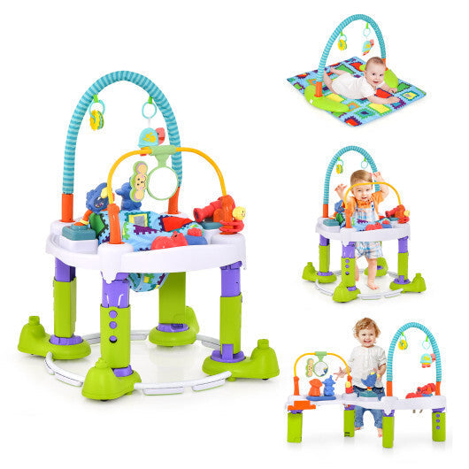 4-in-1 Baby Bouncer Activity Center with 3 Adjustable Heights-Green W2B
