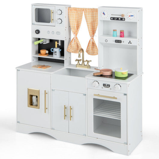 Kids Kitchen Playset with Microwave and Coffee Maker for Ages 3+-Pink W2B