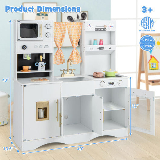Kids Kitchen Playset with Microwave and Coffee Maker for Ages 3+-Pink W2B
