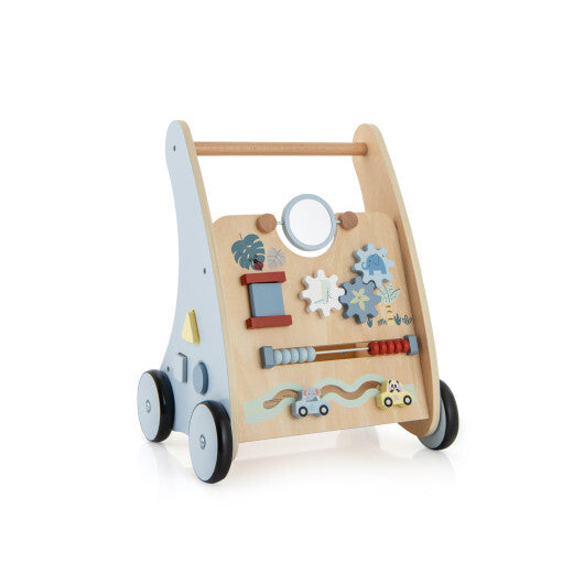 Wooden Baby Push and Pull Walker with Multi-Activity Learning Center W2B