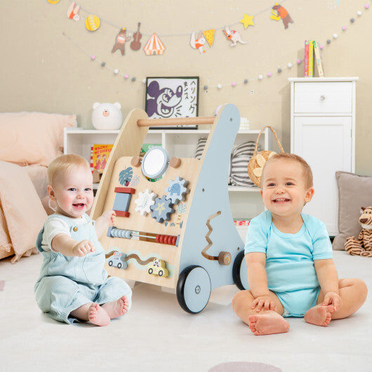 Wooden Baby Push and Pull Walker with Multi-Activity Learning Center W2B