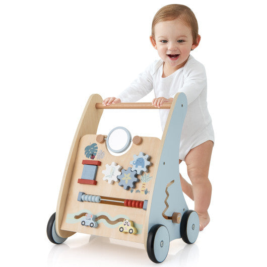 Wooden Baby Push and Pull Walker with Multi-Activity Learning Center W2B
