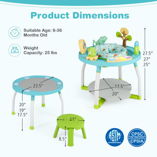 5-in-1 Baby Activity Center Interactive Bounce Seat with Removable Toys-Blue - Color: Blue W2B