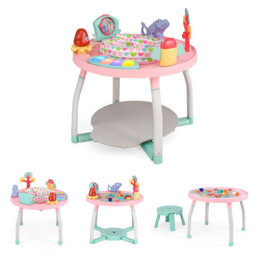 5-in-1 Baby Activity Center Interactive Bounce Seat with Removable Toys-Pink - Color: Pink W2B