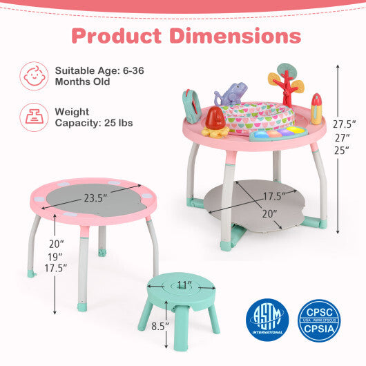 5-in-1 Baby Activity Center Interactive Bounce Seat with Removable Toys-Pink - Color: Pink W2B