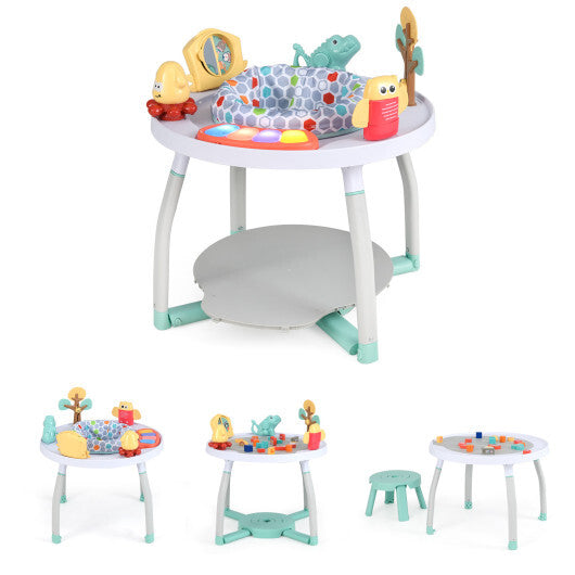 5-in-1 Baby Activity Center Interactive Bounce Seat with Removable Toys-White - Color: White W2B