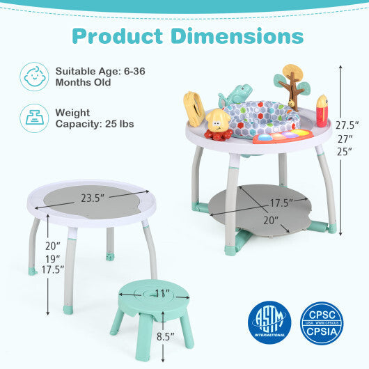 5-in-1 Baby Activity Center Interactive Bounce Seat with Removable Toys-White - Color: White W2B