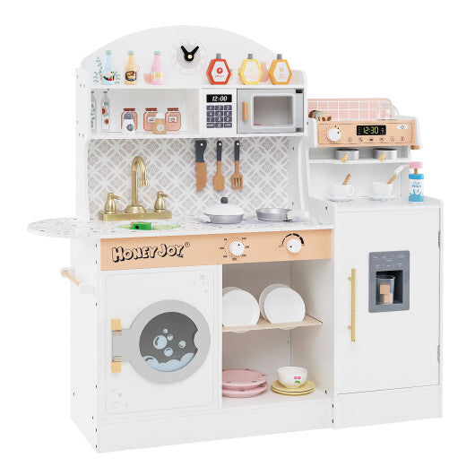 Kids Kitchen Set Wooden with Coffee Makers and Accessories-White W2B