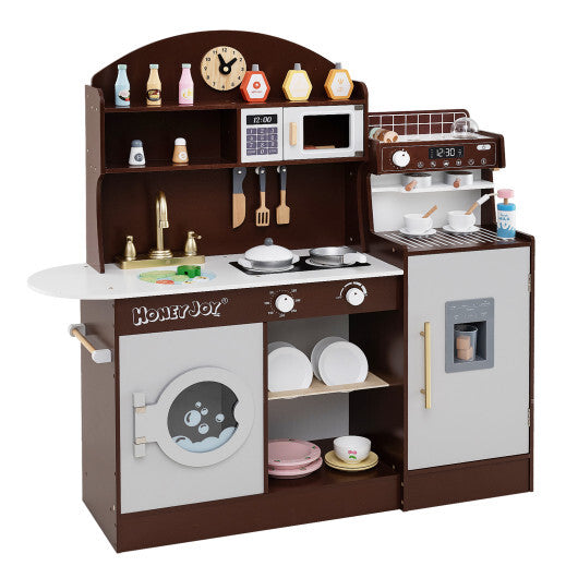 Kids Kitchen Set Wooden with Coffee Makers and Accessories-White W2B