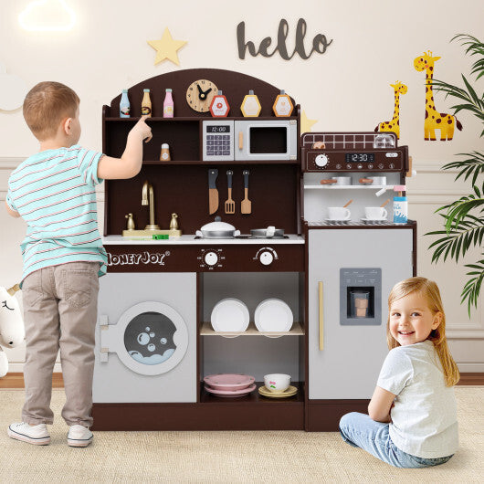 Kids Kitchen Set Wooden with Coffee Makers and Accessories-White W2B