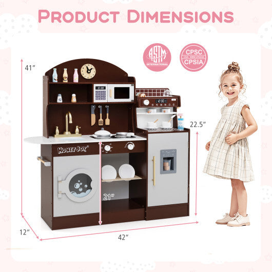 Kids Kitchen Set Wooden with Coffee Makers and Accessories-White W2B
