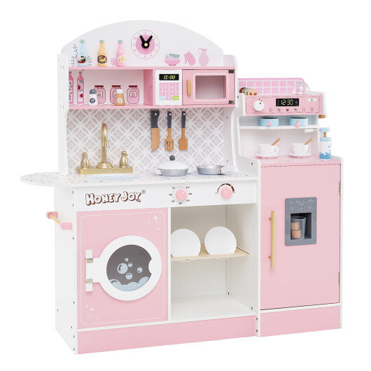 Kids Kitchen Set Wooden with Coffee Makers and Accessories-White W2B